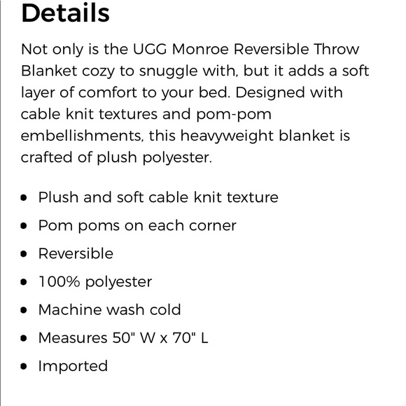 LAST ONE! UGG® Monroe Chenille Throw BlanketBirch - Picture 6 of 6